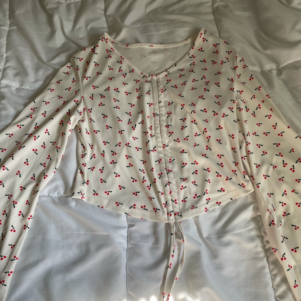 Cherry Drawstring Adjustable Croptop